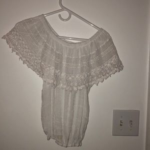 white off the shoulder top.